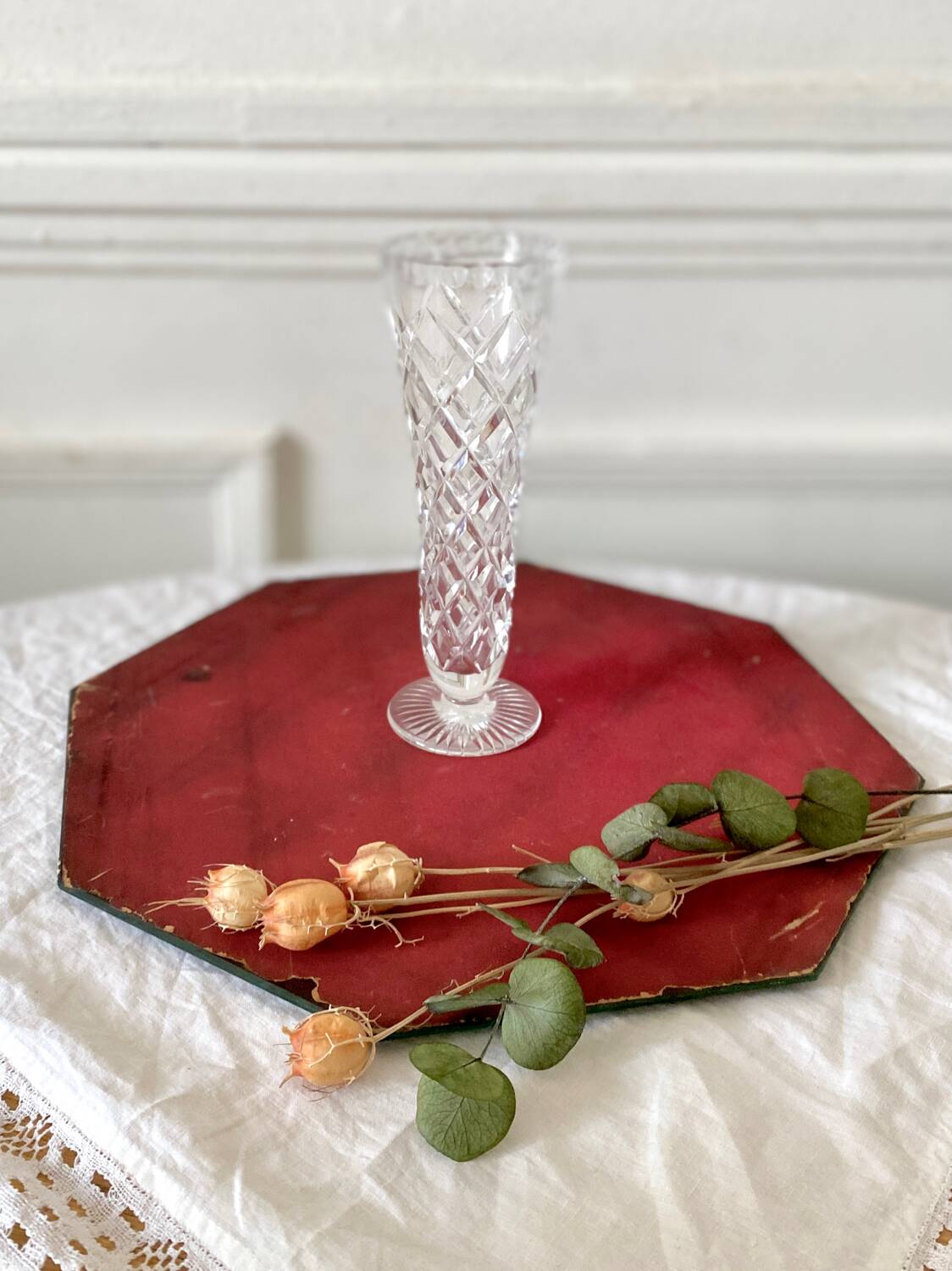 Small vintage crystal soliflore vase