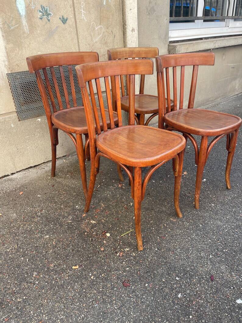 Lot de 4 Chaises bistrot vintage, chaise vintage, chaise de salle à manger - chaise bistrot vintage rétro