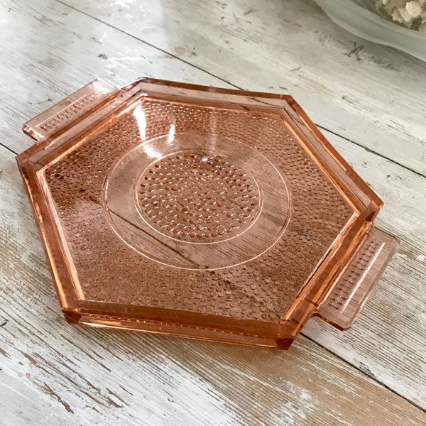 Art Deco pink glass tray