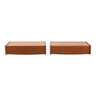 Danish Wall Mounted Nightstands in Teak 1960s