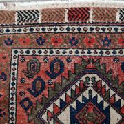 Tapis ancien fait main Kurdish Bagface en laine rouge pâle (55cm x 59cm)
