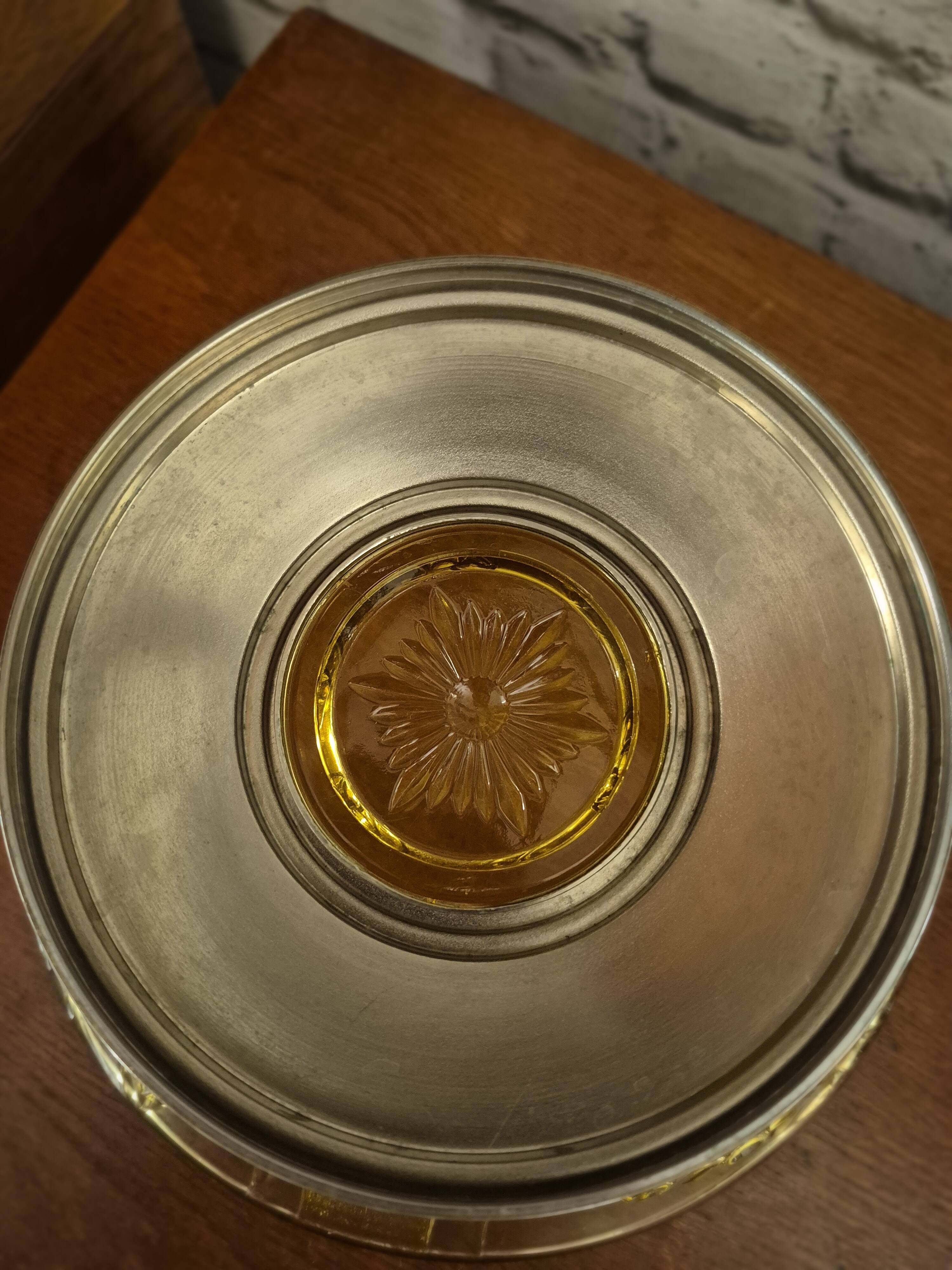 Art Deco fruit bowl in yellow molded glass