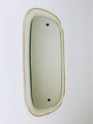 Vereinigte Werkstätten Mid-Century Wall Mirror, Rigitulle Metal & Brass