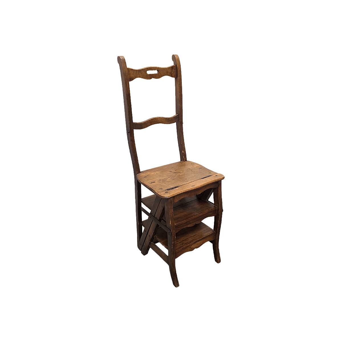 Chaise échelle métamorphose française antique, vers 1900.