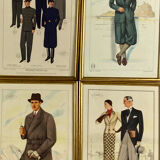 'La Moda Maschile', Set of 6 framed original illustrations of men's fashion from the 30s, Italy 1930