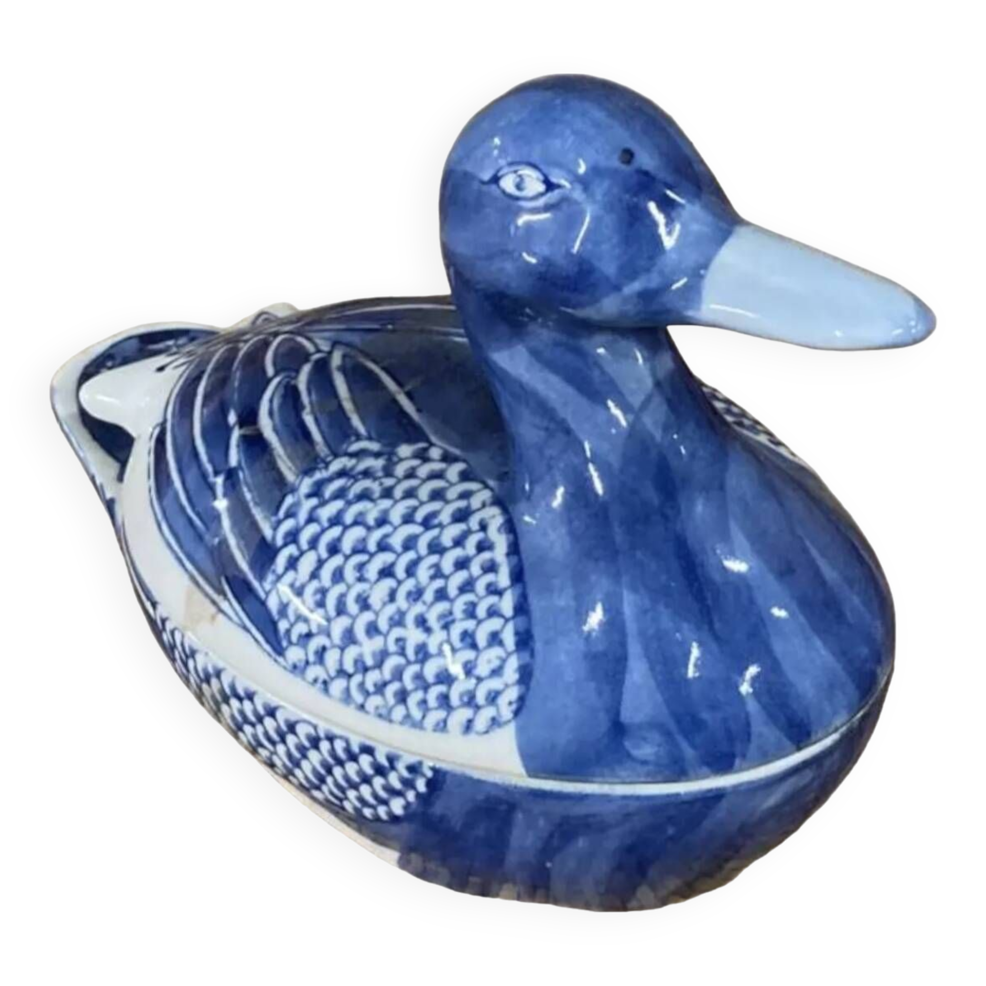 Boîte canard céramique bleu