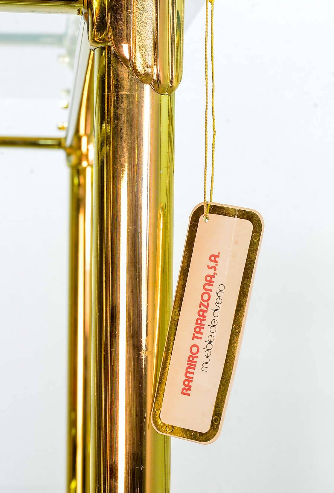 Ramiro Tarazona 24 Carat Goldplated Display Cabinet w. Glass Shelves 1980s