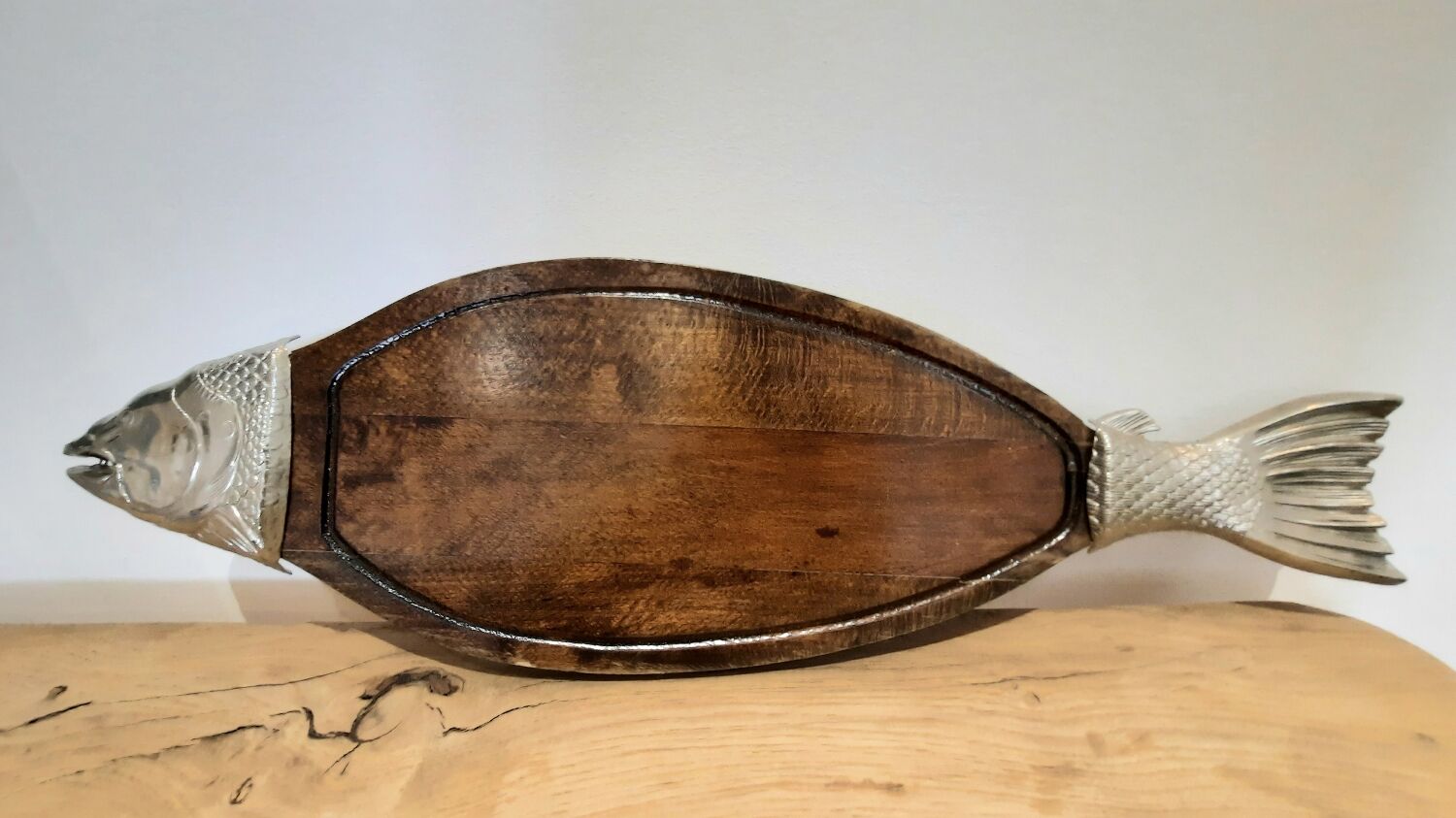 Vintage wood fish tray