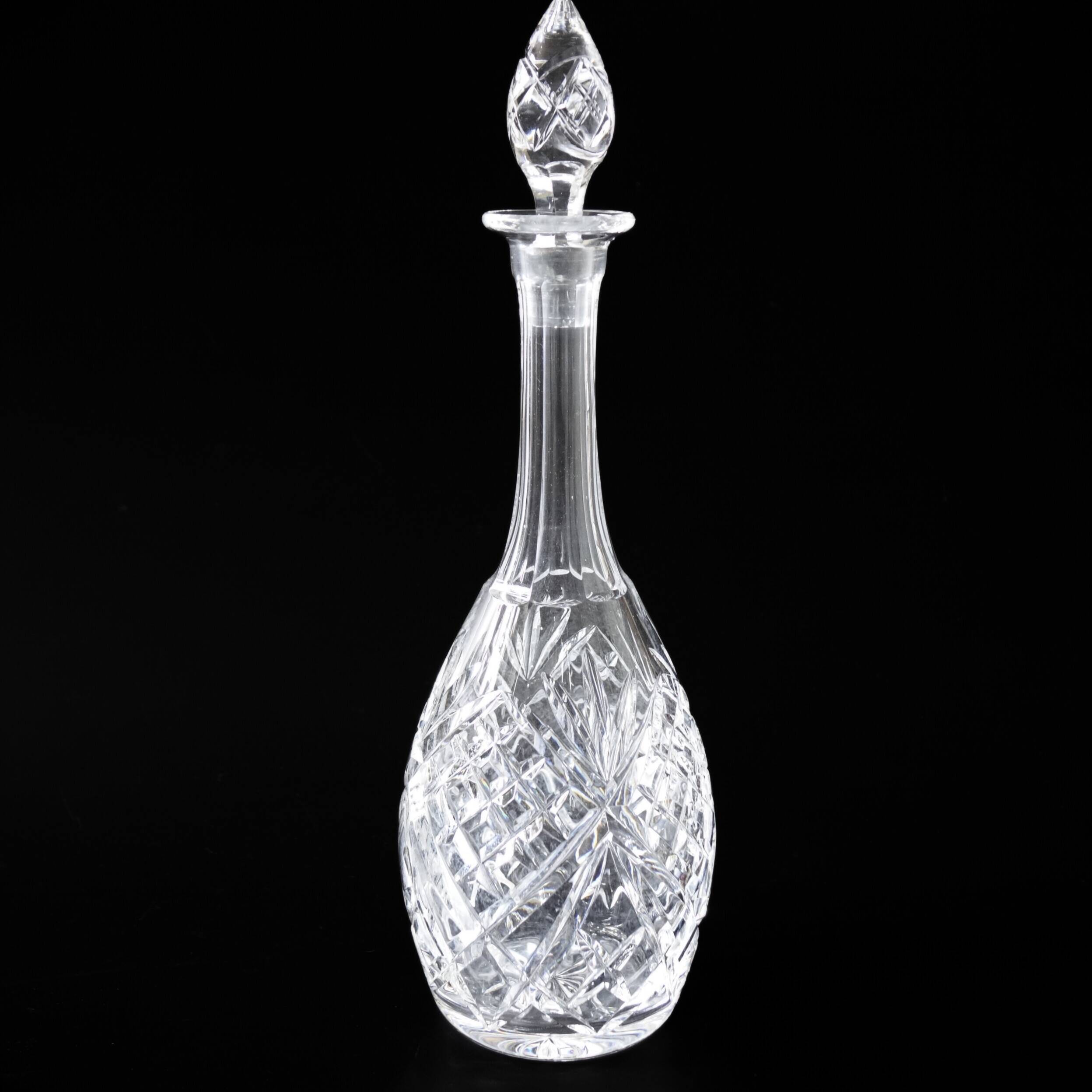 Antique Crystal high Decanter with original Lid with debossed pattern from Sweden early 1900s