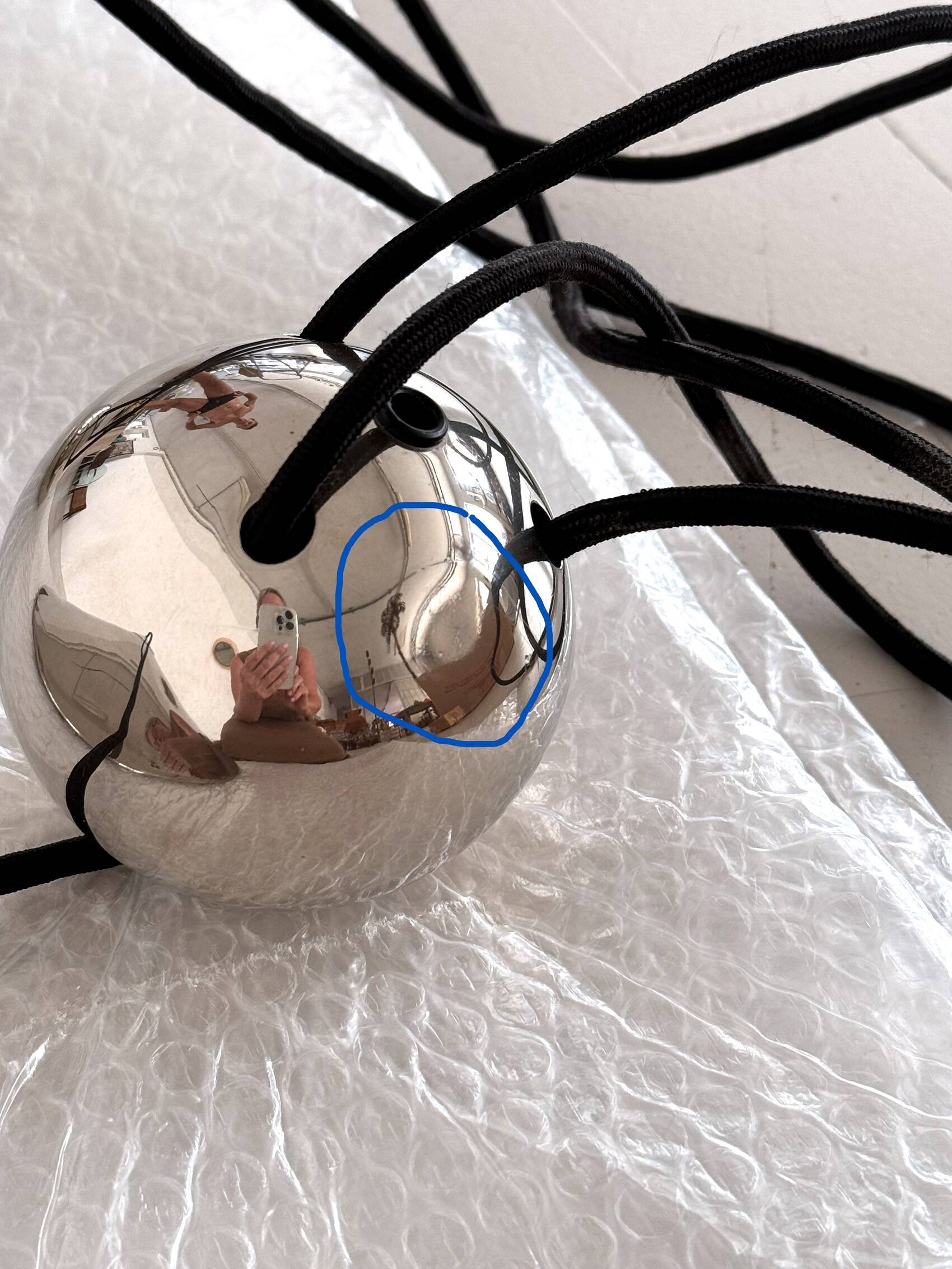 Florian Schulz Large Plated Nickel Pendant Lamp KEOS Pendant, 1970