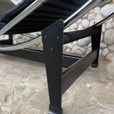 LC4 Cassina Chaise Lounge Vintage Black Leather, Perriand, Le Corbusier and Jeanneret