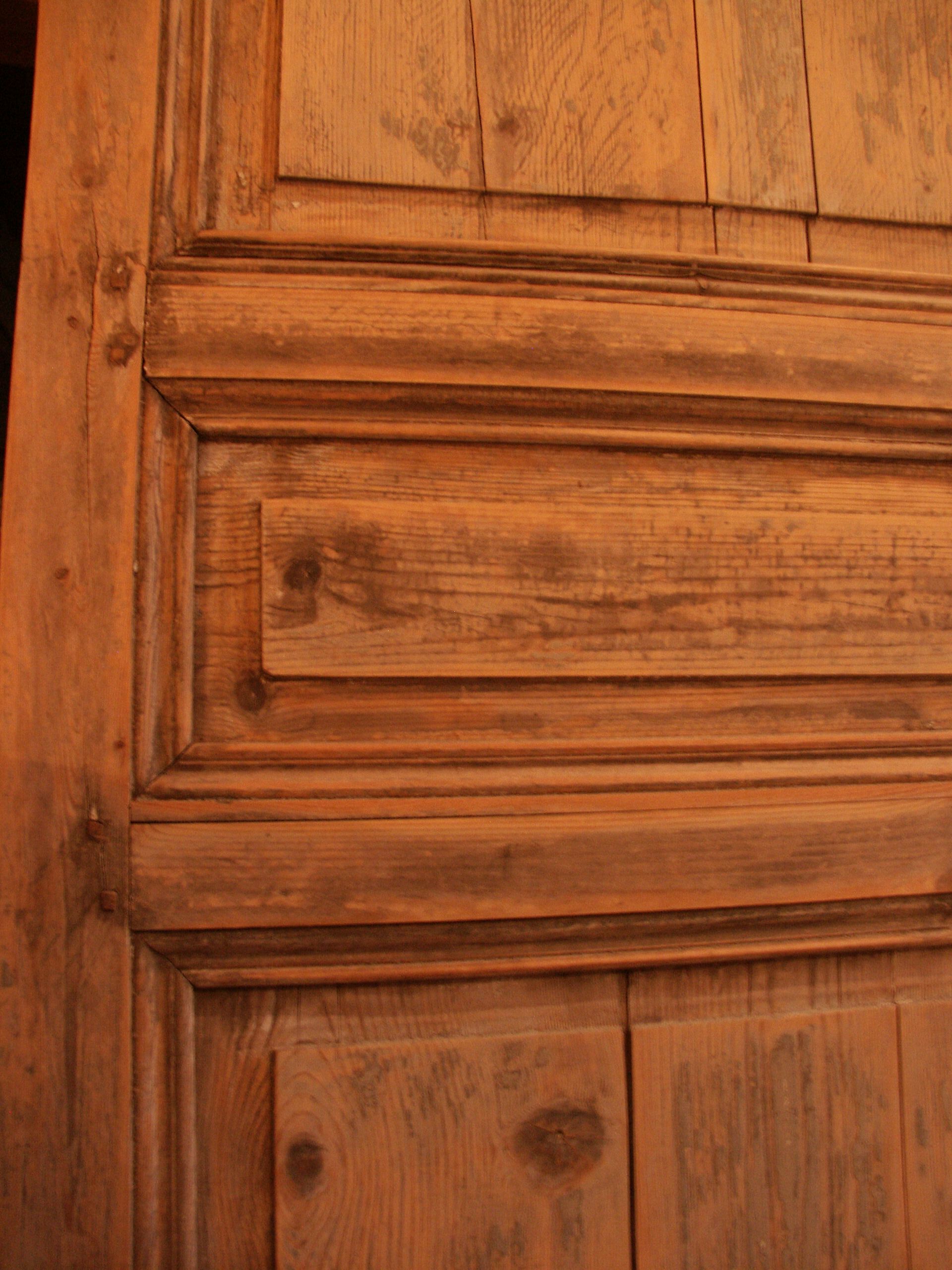 Pine door patinated by time