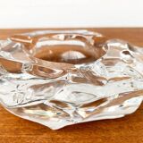 Mid-century Scandinavian heavy frosted glass table and ashtray, 1960s, set of 2.