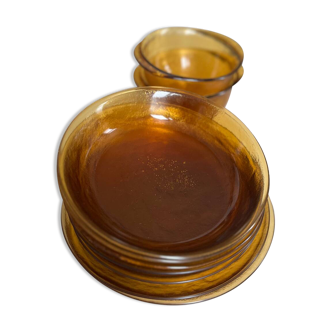Arcoroc Sierra amber service – 9 pieces (1970s)