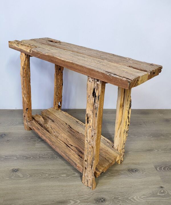 Petite console en bois brut ancien