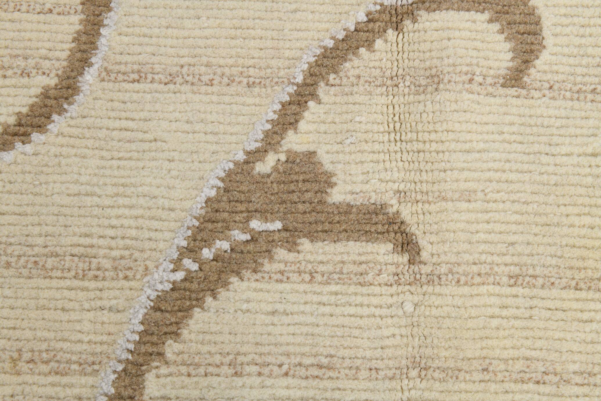 Turkish Cream & Brown Modern Vintage Rug, 179x273Cm