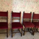 Henri II style chairs covered with red velvet fabric