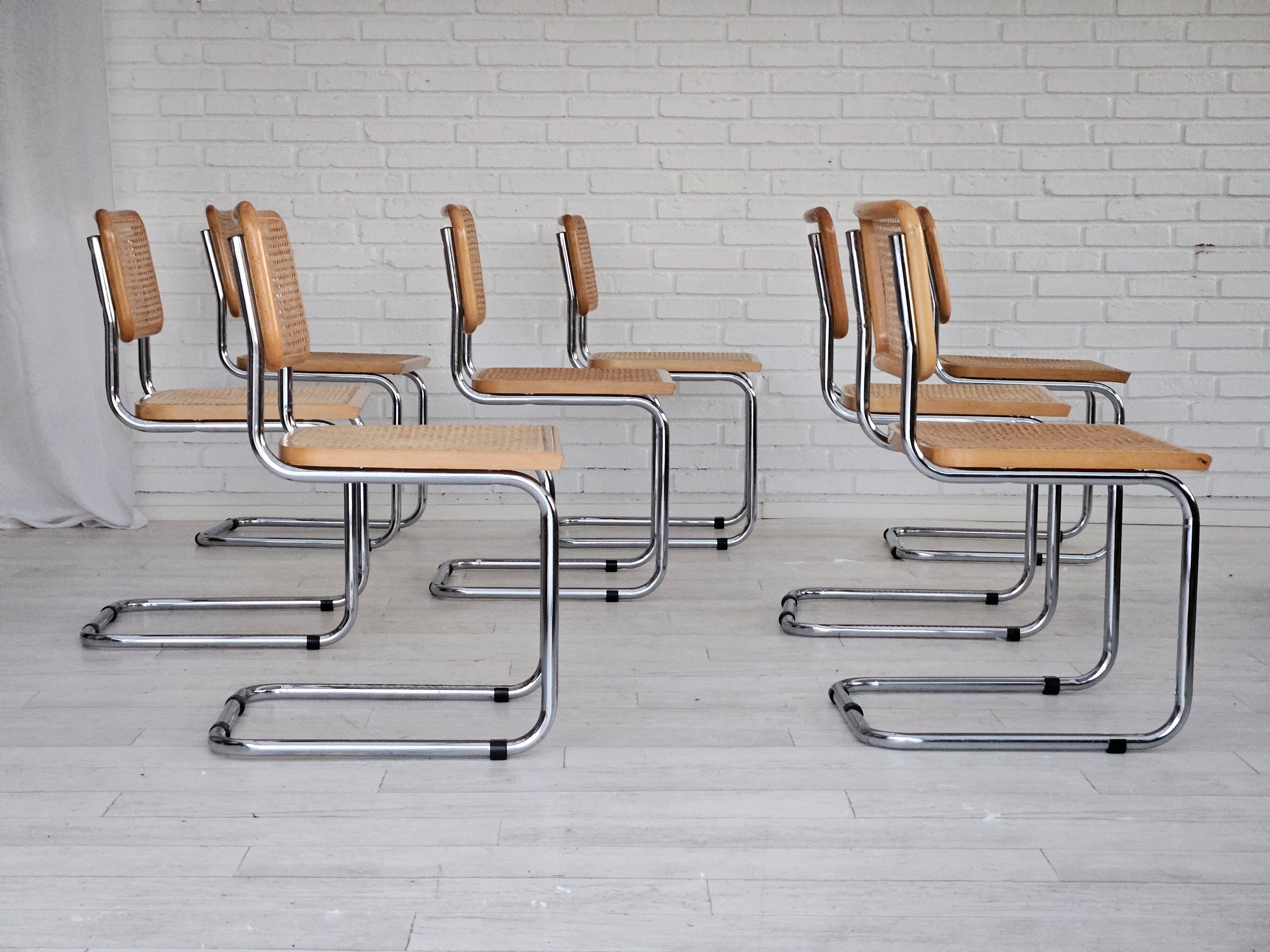 1980s, Italian design, set of 8 chairs, original good condition.