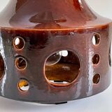Lamp in ceramic double lighting and fabric
