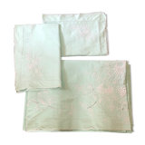 Drap bodé ancien et ses 2 taies brodées