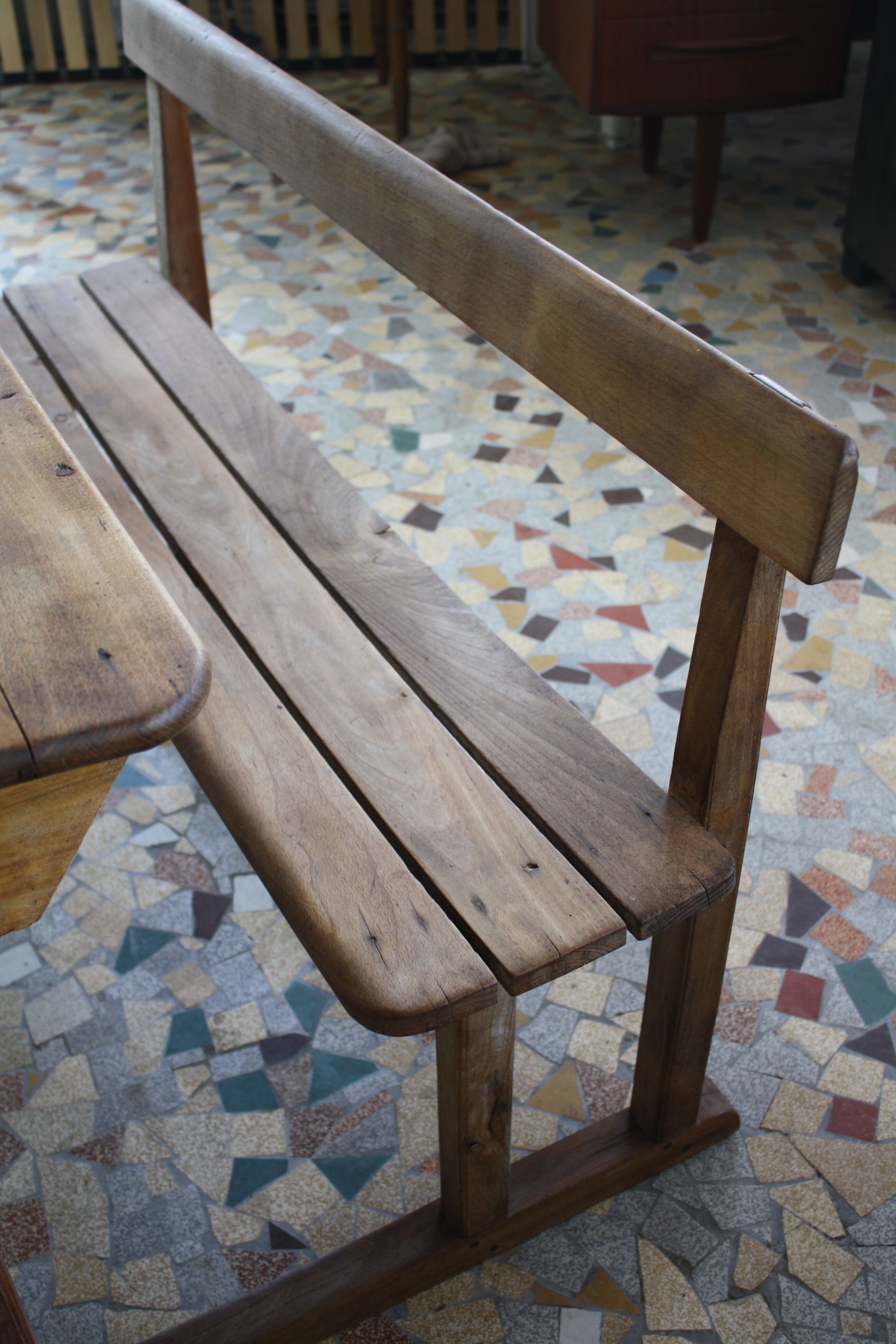 School desk wood 2 places