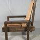 Brutalist Design Armchair Wood and Leather Vintage 1970s