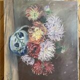 Set of 3 oils on canvas dahlias