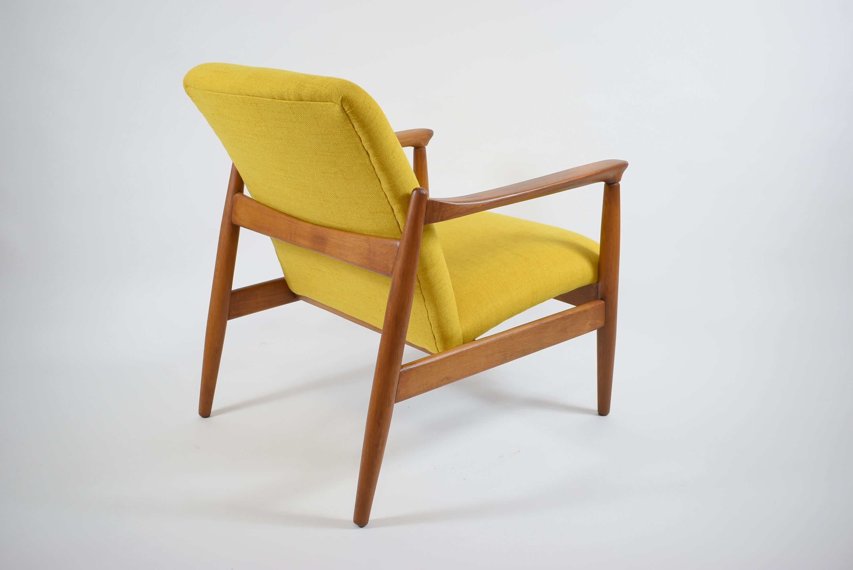 Vintage original armchair designer E.Homa, 1960s, fully restored, yellow fabric