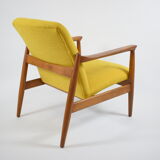 Vintage original armchair designer E.Homa, 1960s, fully restored, yellow fabric