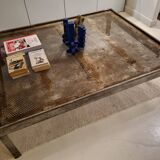 Industrial coffee table | Vintage perforated steel postal sorting table