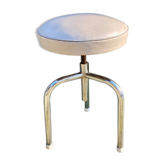 Tabouret tripode pivotant atelier industriel hauteur réglable skai & chrome vintage années 60