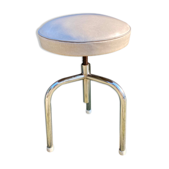 Stool tripod swivel workshop height adjustable skai & chrome vintage 60s