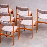 Set of 6 Scandinavian chairs vintage solid teak and wool 1960
