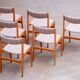 Set of 6 Scandinavian chairs vintage solid teak and wool 1960