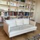 Cinna "Stricto Sensu" 3-seater sofa in chalk leather, designer Didier Gomez.