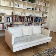 Cinna "Stricto Sensu" 3-seater sofa in chalk leather, designer Didier Gomez.