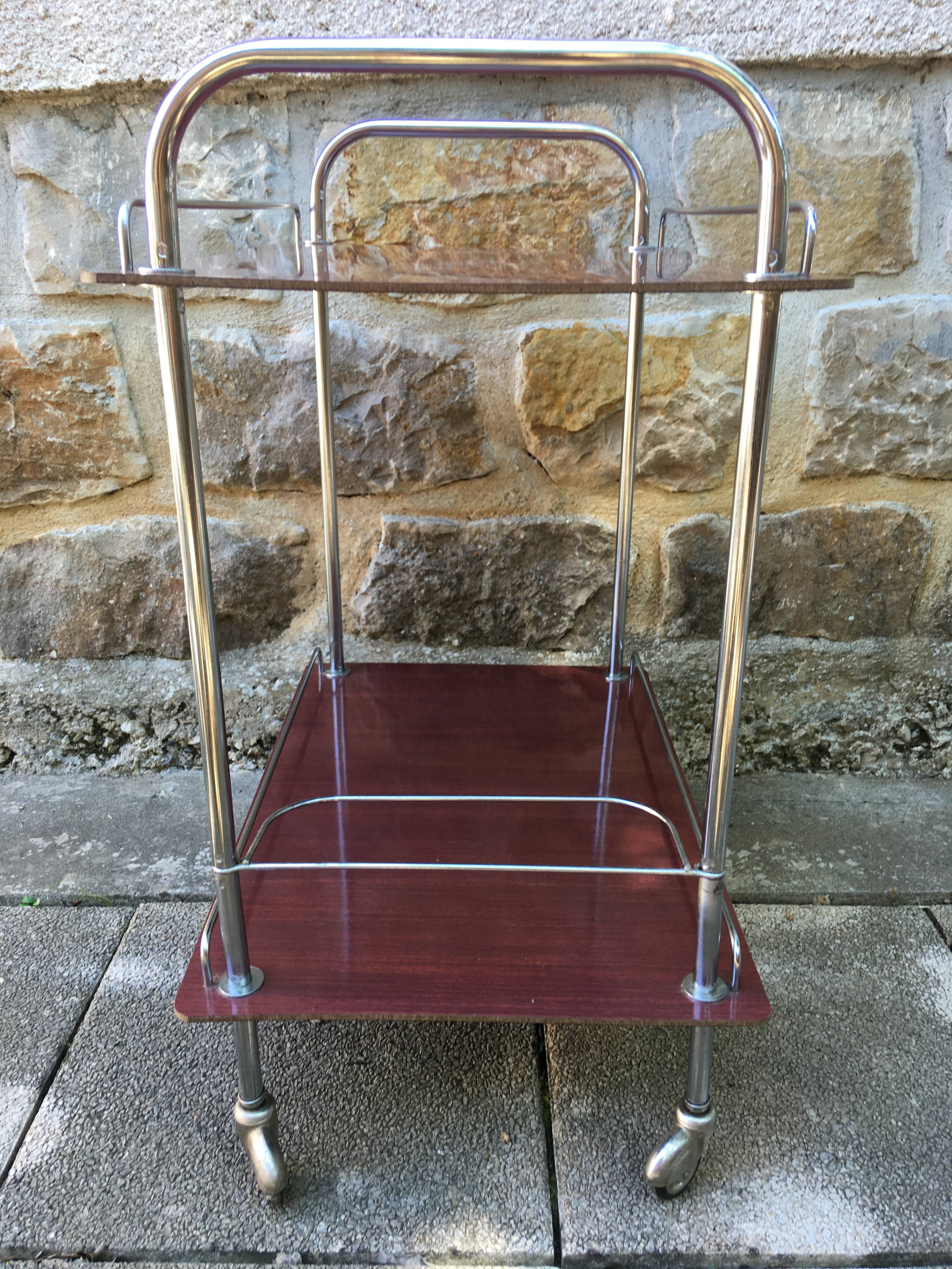 Steel and formica serving trolley