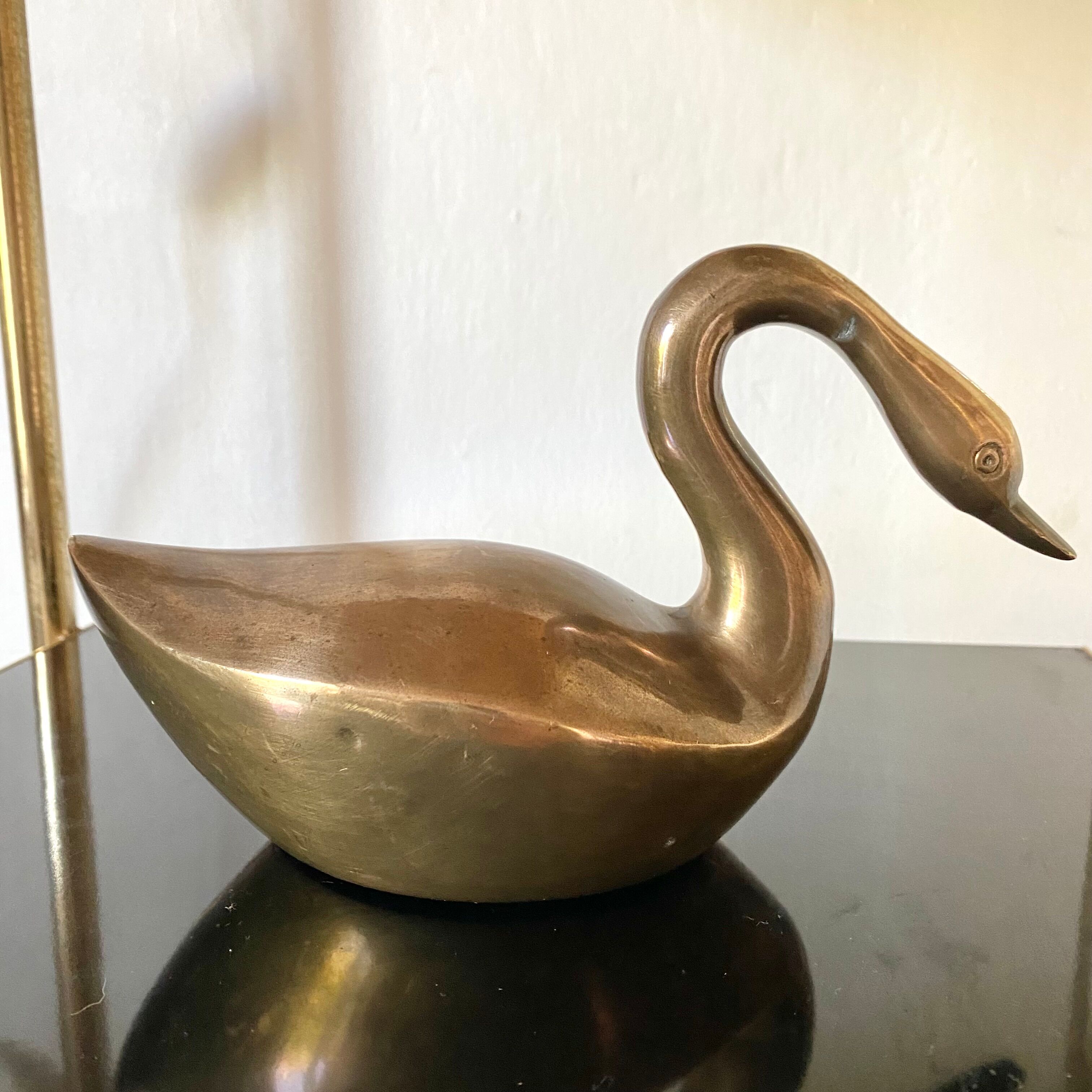 Vintage brass swan