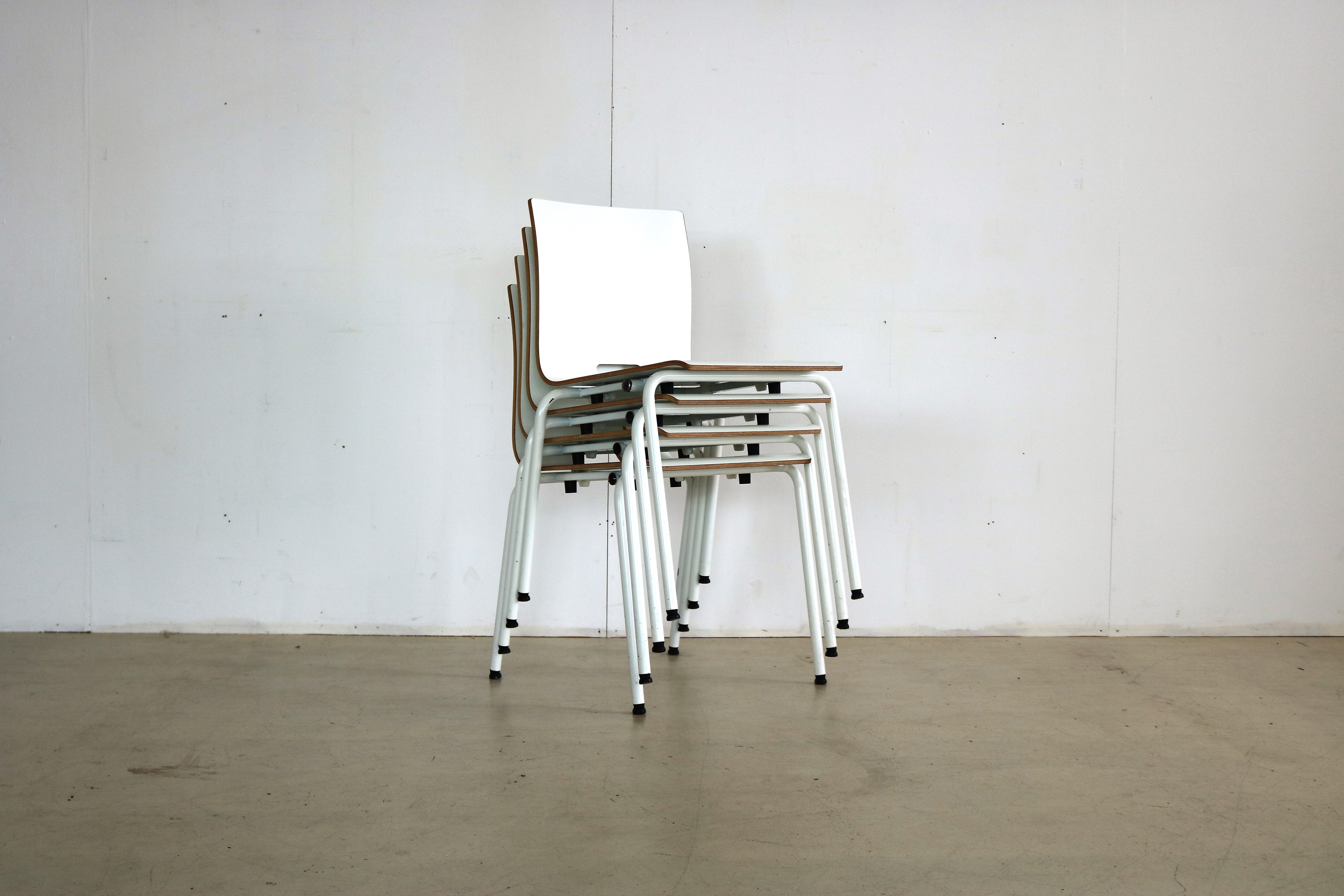 Set of 4 industrial stacking chairs
