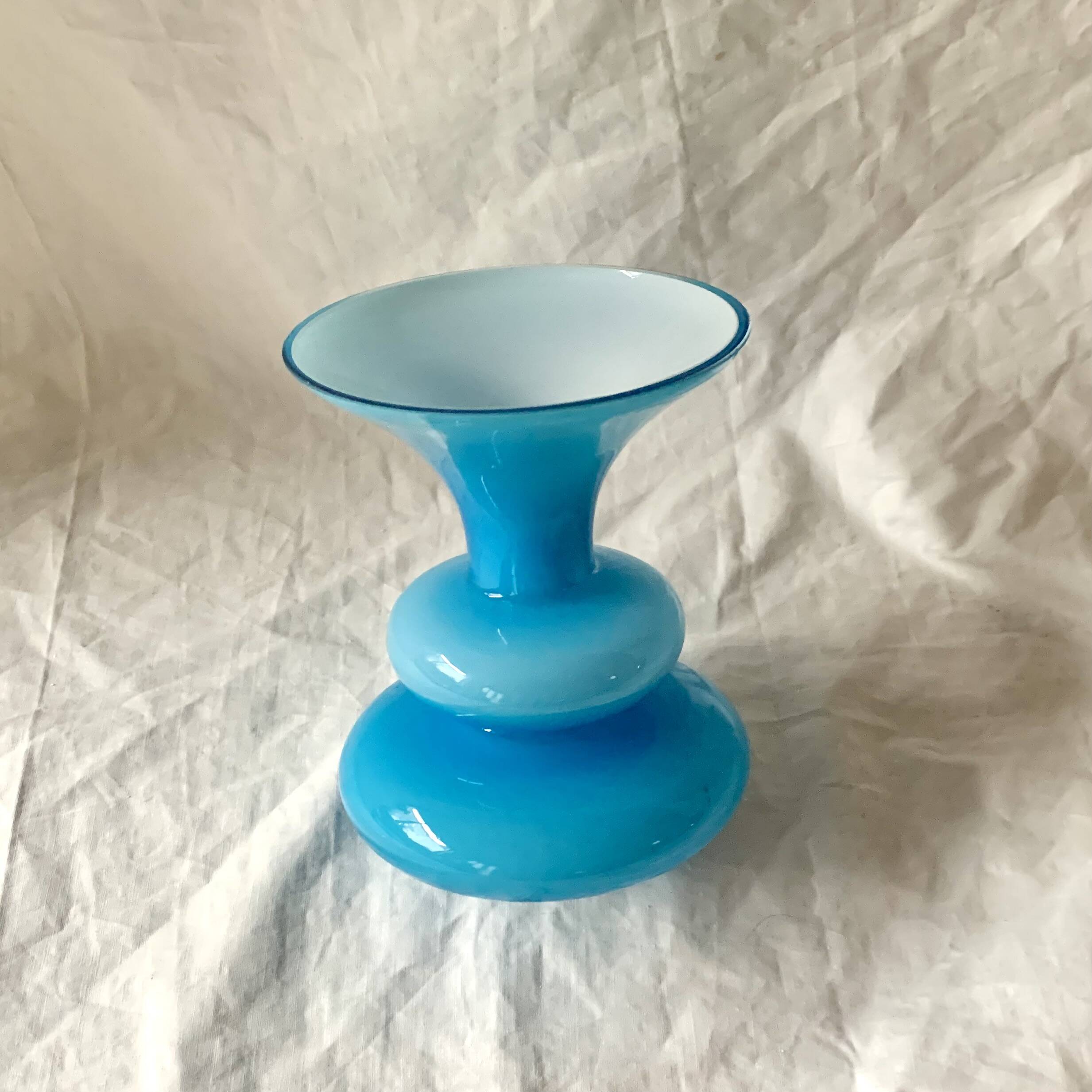 Small Space Age Design vase in blue molded glass