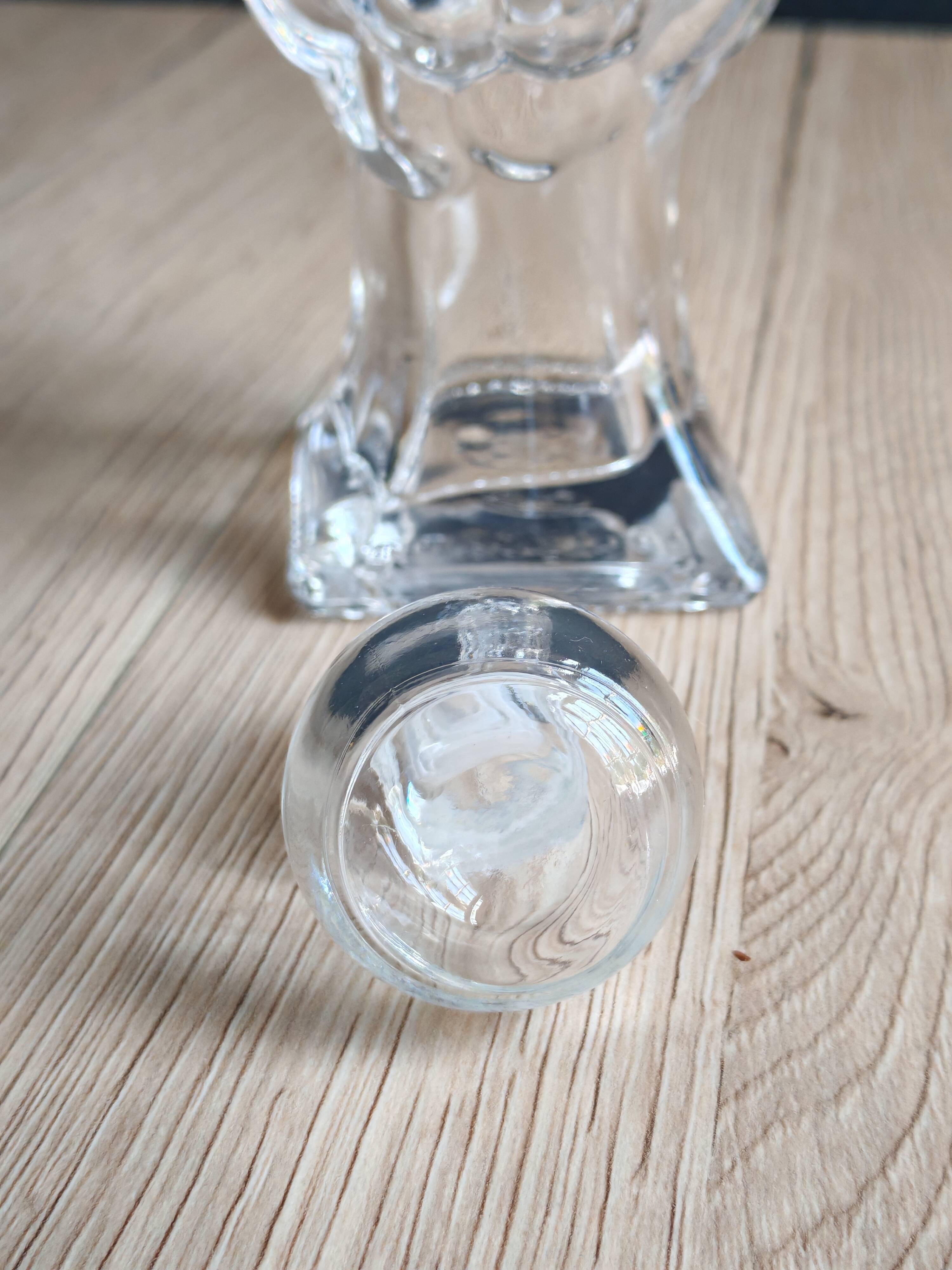 Carafe glass bottle moulded grape bunch vintage | Ball stopper