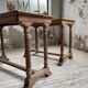 Set of two bistro tables in walnut and tiling from 1890.