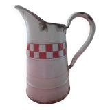 Enamelled sheet metal pitcher Lustucru décor