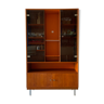 Showcase bookcase 70s solid wood and orange formica