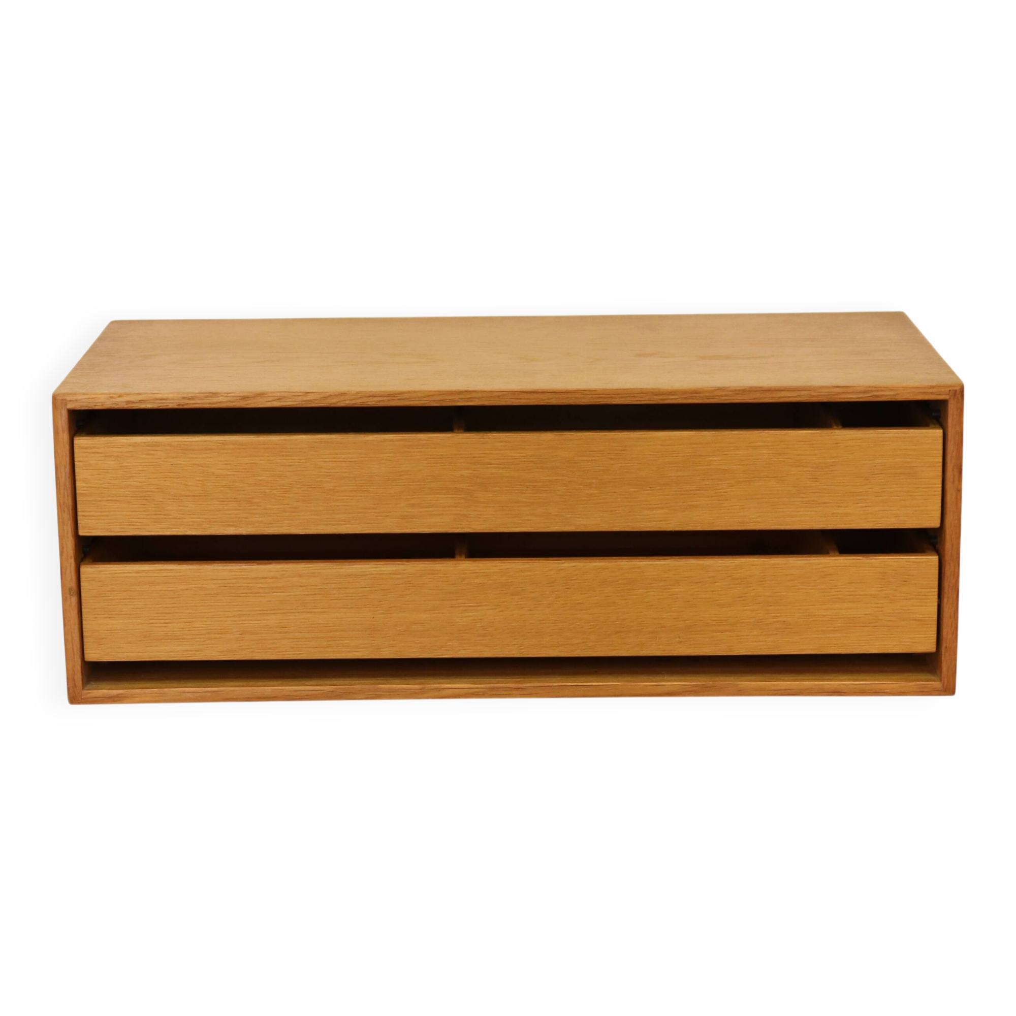 Rare table de nuit flottante en bois de chêne avec tiroirs - Danemark 70