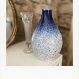Blue and white speckled vase