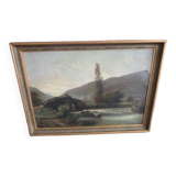 Paysage - huile sur toile ancienne