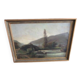 Paysage - huile sur toile ancienne