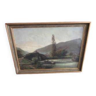 Paysage - huile sur toile ancienne