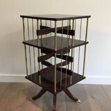 Rotating bookcase cabinet in mahogany and brass